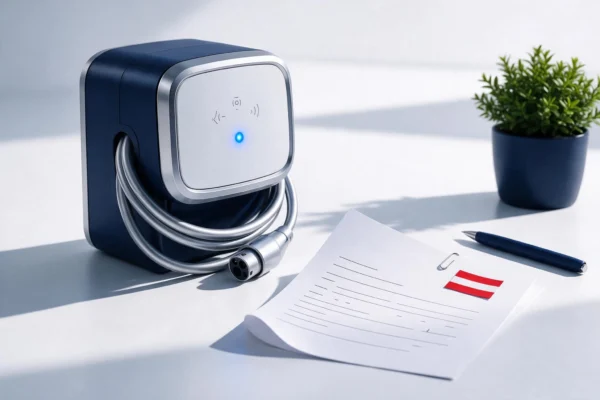 Professional header image for step-by-step guide: Wallbox für Unternehmen in Österreich: Förderungen, Vorau...